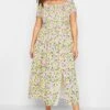 YOURS - Robe Plissée Maxi Jaune & Rose En Floral