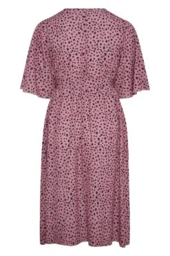 YOURS LONDON - Robe Rose Dalmatien Midi Coupe Cache-Coeur -GrandeTendance Boutique 032e3ec4 3c0d 48 161230 BK
