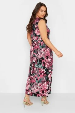 YOURS - Robe Maxi Noire Cache-Coeur Floral Rose -GrandeTendance Boutique 04396045 797f 4c 301903 C