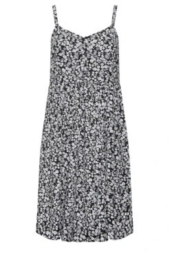 YOURS - Robe Noire Floral Volanté Fines Bretelles -GrandeTendance Boutique 043cc25a 53fc 4d 137348 X