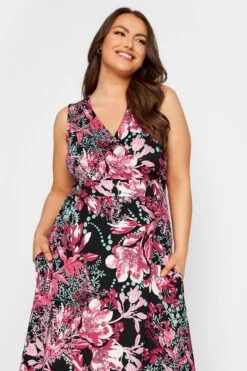 YOURS - Robe Maxi Noire Cache-Coeur Floral Rose -GrandeTendance Boutique 047c8ec3 4784 40 301903 D