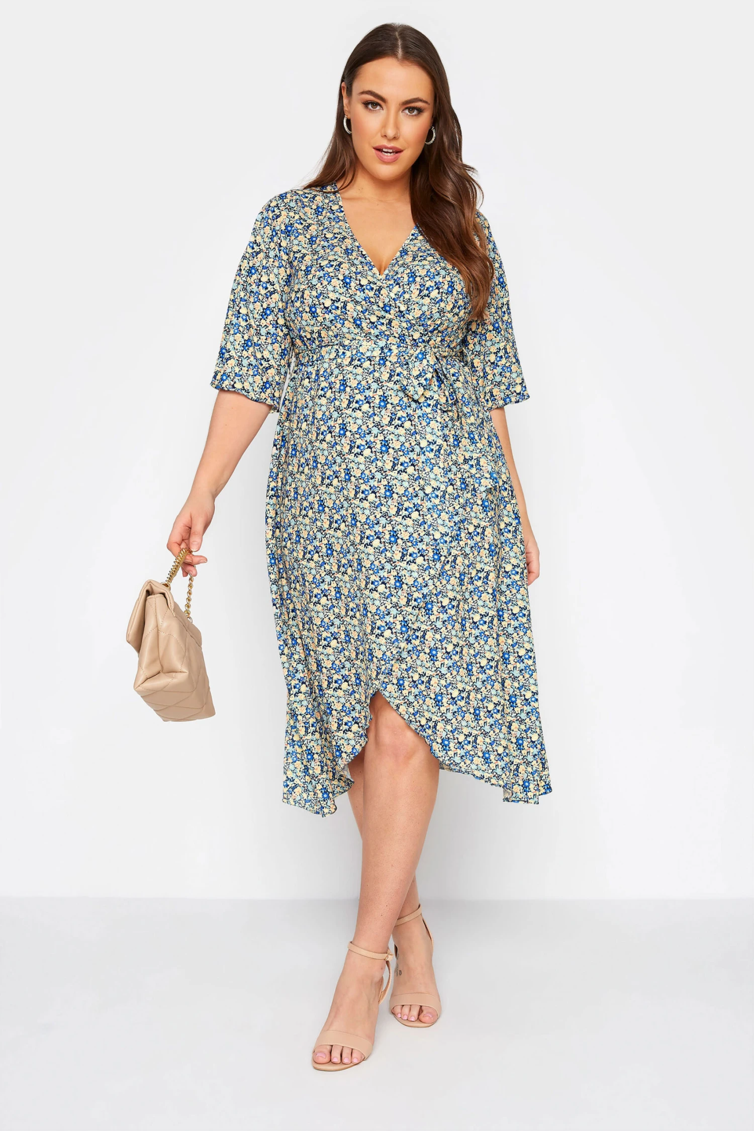 YOURS LONDON - Robe Bleue Floral Cache-Coeur
