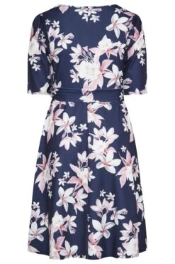 YOURS LONDON - Robe Bleue Marine Floral Manches Courtes -GrandeTendance Boutique 06b00c6d 3fb7 40 161258 BK