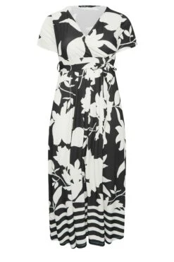 YOURS - Robe Midaxi Noire & Blanche Cache-Coeur Floral -GrandeTendance Boutique 07428cdd 1454 45 301985 X