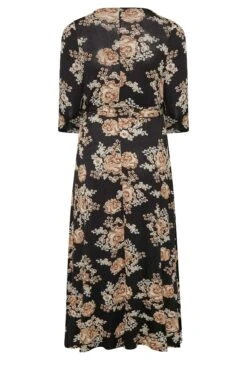 Robe Noire & Beige Floral En Manches Longues -GrandeTendance Boutique 07c1c4ab 613d 4f 301149 Y
