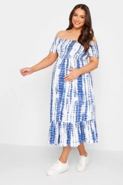 BUMP IT UP MATERNITY - Robe Bleue Tie & Dye Volanté