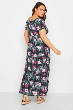 Robe Bleue Marine Maxi Imprimé Floral Tropical Manches Courtes 11 Robe Bleue Marine Maxi Imprimé Floral Tropical Manches Courtes -GrandeTendance Boutique 0b37b23b b304 44 137323 C