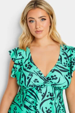 YOURS - Robe De Bain En Bleu Turquoise Volanté Animal -GrandeTendance Boutique 0b7cbf0a ccce 45 150301 D