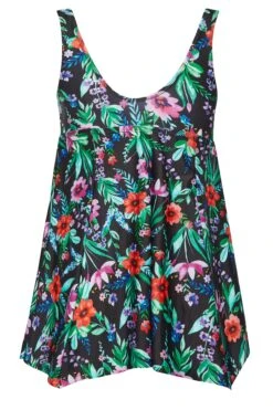 YOURS - Robe De Bain Noir & Rouge Fleurs Tropicales Volanté -GrandeTendance Boutique 0c79e1c1 7bf4 4e 150267 Y