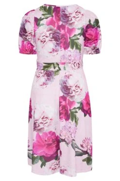 YOURS LONDON - Robe Rose Floral Ceinture Manches Bouffantes -GrandeTendance Boutique 0ce60676 eb7a 44 161369 BK