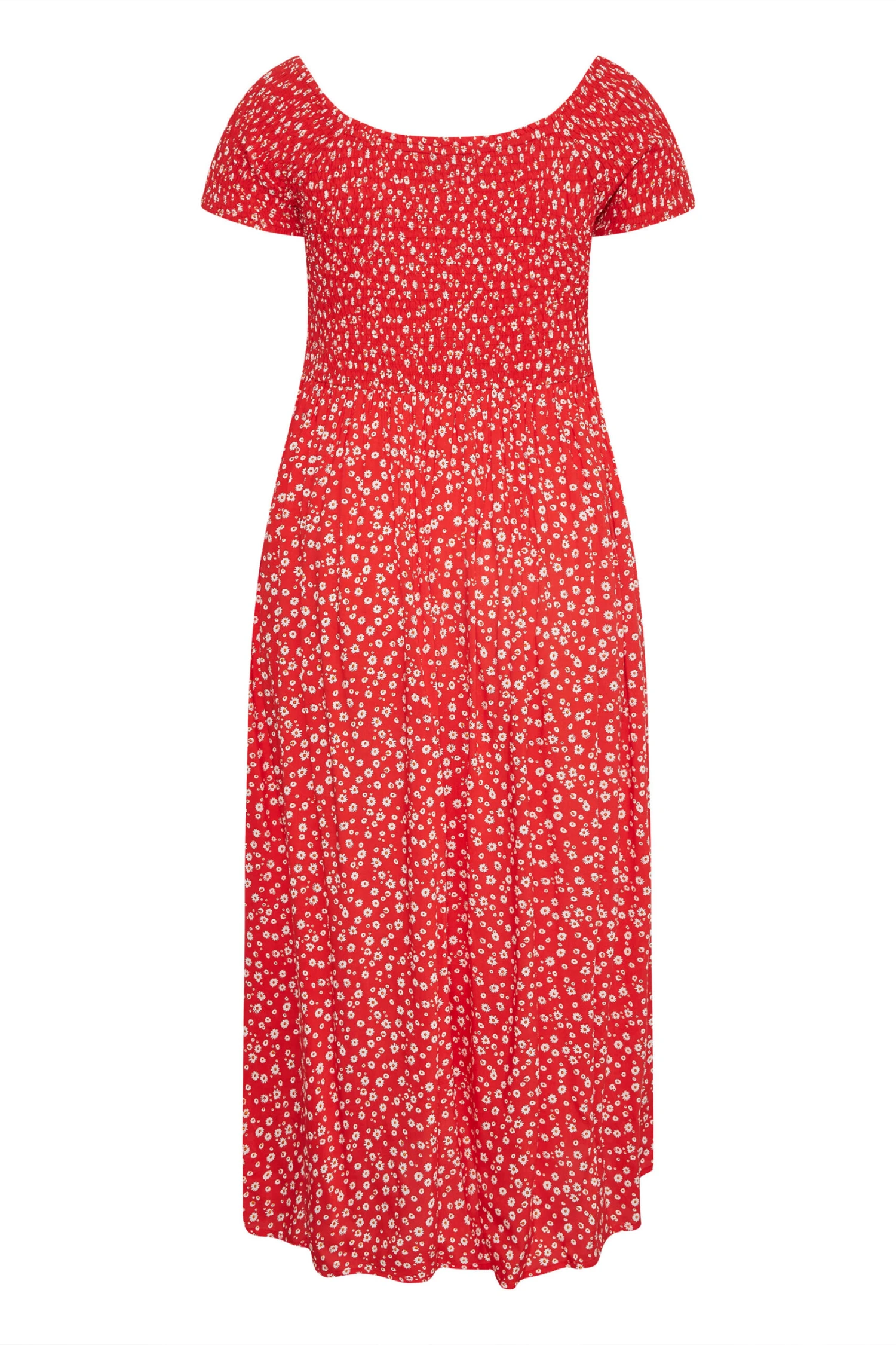 YOURS - Robe Rouge Petites Fleurs En Bardot Manches Courtes 9 YOURS - Robe Rouge Petites Fleurs En Bardot Manches Courtes – Image 7