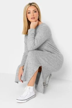 Robe Midi Grise En Maille -GrandeTendance Boutique 0d7d2910 0d64 49 192359 D