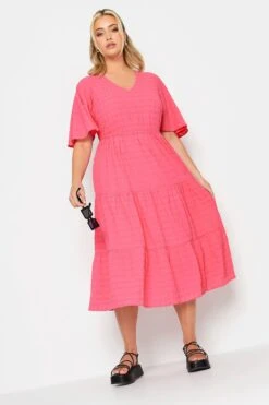 LIMITED COLLECTION - Robe Midi Rose Fushia Texturé Smocké -GrandeTendance Boutique 0df7b05f 0f0c 43 215542 A