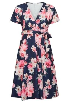 YOURS LONDON - Robe Bleue & Rose Floral Patineuse -GrandeTendance Boutique 0e1e5717 846b 41 162031 X