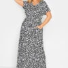 YOURS - Robe Noire Maxi Manches Courtes Design Floral -GrandeTendance Boutique 0f1d2396 fdaf 4b 137300 A
