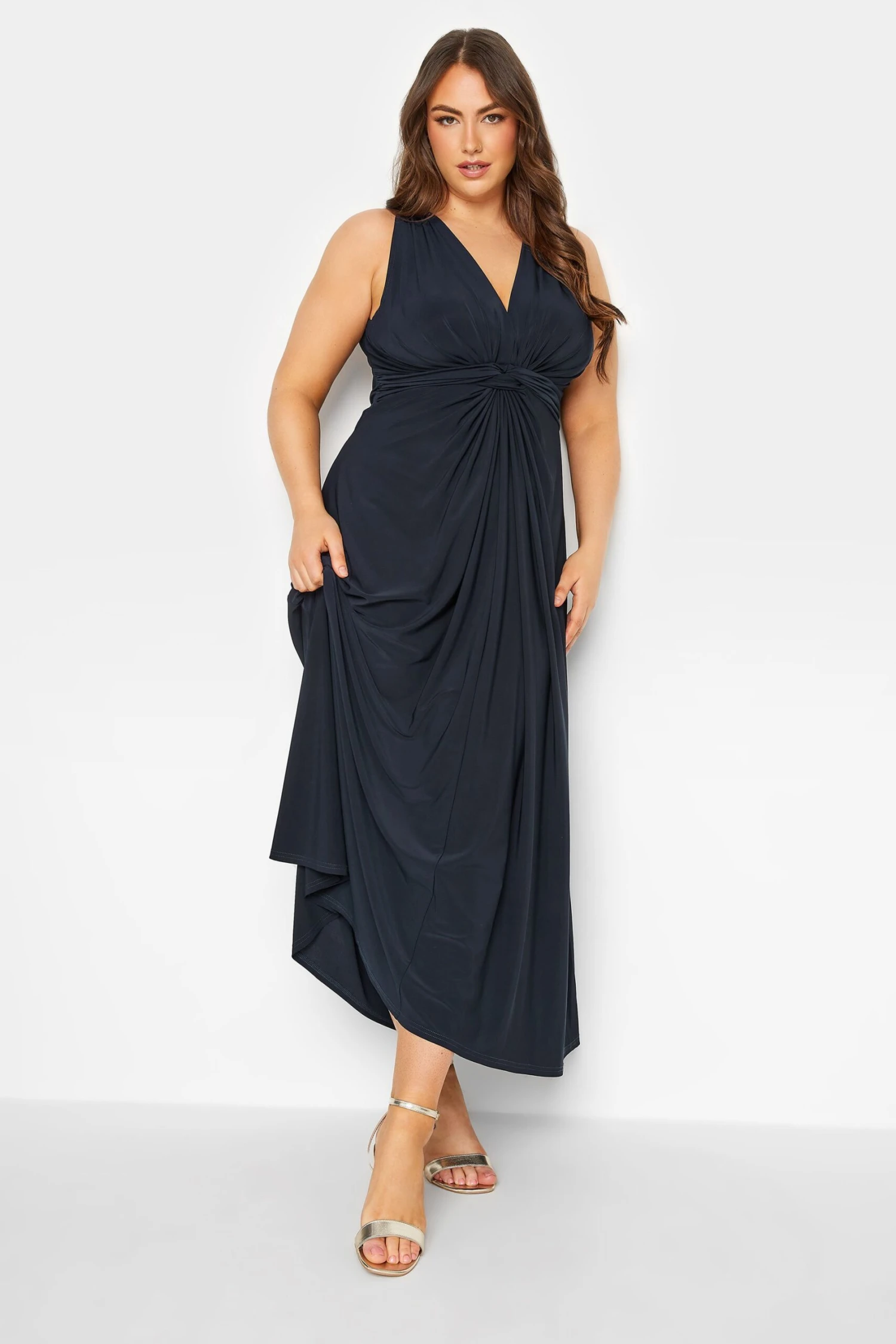 YOURS LONDON - Robe Maxi Bleue Marine Noeud Avant 4 YOURS LONDON - Robe Maxi Bleue Marine Noeud Avant – Image 2