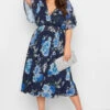 YOURS LONDON - Robe Bleue Marine & Bleu Ciel Floral Cache-Coeur -GrandeTendance Boutique 113422e5 e638 46 162049 B