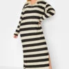 YOURS LUXURY - Robe-Pull Maxi Crème & Noire à Rayures -GrandeTendance Boutique 12125b74 c4d4 41 301483 A