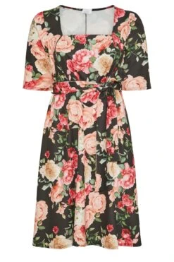 YOURS LONDON - Robe Noire Floral Manches Courtes -GrandeTendance Boutique 129f5a41 23b5 4b 161792 X