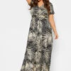 YOURS - Robe Noire Maxi Imprimé Feuilles Cache-Coeur -GrandeTendance Boutique 13f537e0 da47 4f 301599 B
