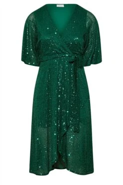 YOURS LONDON - Robe Vert Cache-Coeur Sequins Manches Courtes -GrandeTendance Boutique 14326fd3 0ed3 4e 161394 X