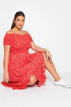 YOURS - Robe Rouge Petites Fleurs En Bardot Manches Courtes 12 YOURS - Robe Rouge Petites Fleurs En Bardot Manches Courtes -GrandeTendance Boutique 1469ac7f 5b34 44 137097 D