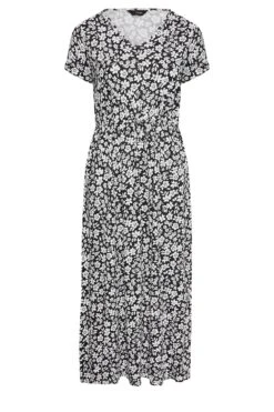 YOURS - Robe Noire Maxi Manches Courtes Design Floral -GrandeTendance Boutique 1494efcb c118 43 137300 X