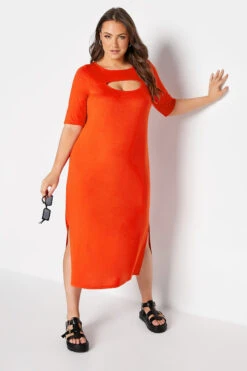 Robe T-Shirt Orange Manches Courtes