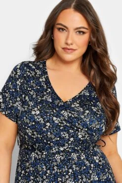 YOURS - Robe Maxi Bleue Marine Floral Cache-Coeur -GrandeTendance Boutique 16465ecc d59c 45 301783 D