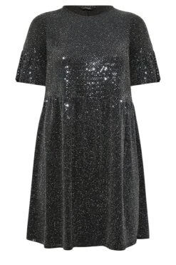 Robe Midi Noire & Argentée Smocké Pailletté -GrandeTendance Boutique 16834e86 8f6d 42 137250 X