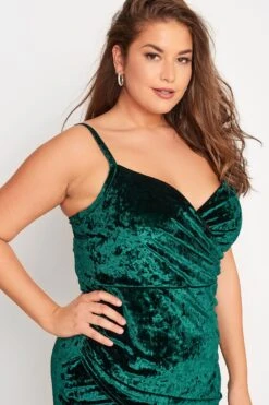 YOURS LONDON - Robe Verte Cache-Coeur En Velours -GrandeTendance Boutique 1693317a c891 44 161827 D
