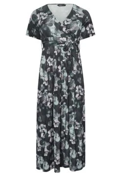 YOURS - Robe Maxi Cache-Coeur Noire Imprimé Abstrait Volanté -GrandeTendance Boutique 16d95da3 b3fc 4a 302165 X