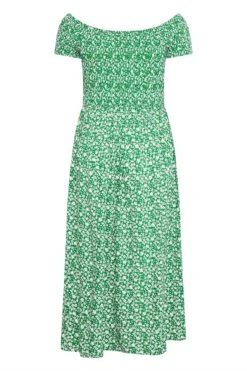 Robe Floral Maxi Verte Encolure Bardot -GrandeTendance Boutique 17788327 6164 49 137099 Y