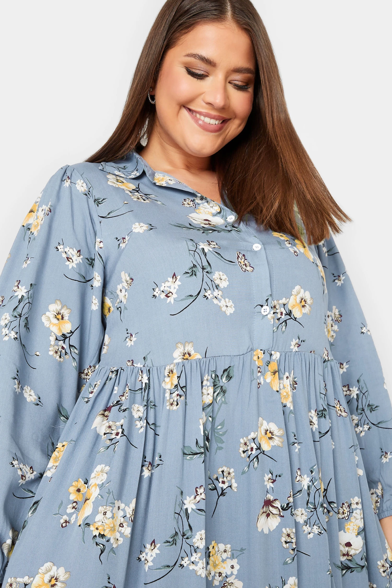 YOURS - Robe Bleue Imprimé Floral Jaune 6 YOURS - Robe Bleue Imprimé Floral Jaune – Image 4