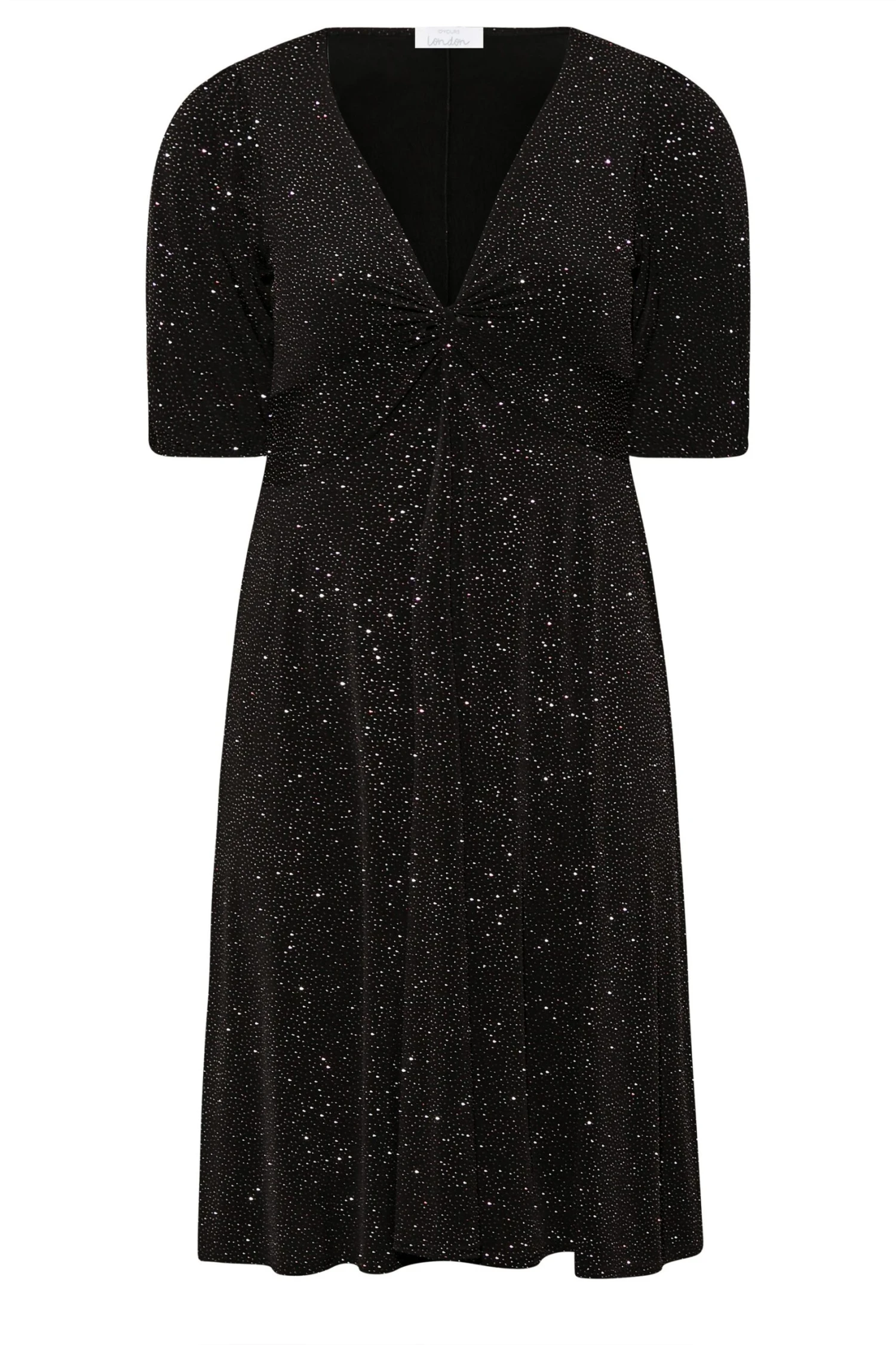 YOURS LONDON - Robe De Soirée Midi Noire Pailletté Manches Courtes 8 YOURS LONDON - Robe De Soirée Midi Noire Pailletté Manches Courtes – Image 6