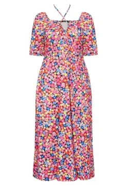 LIMITED COLLECTION - Robe Maxi Rose & Bleue Floral Manches Courtes -GrandeTendance Boutique 19c179d6 ab34 4c 215758 X