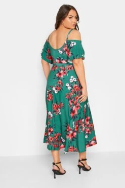 YOURS LONDON - Robe Bardot Cache-Coeur Verte Eau Floral -GrandeTendance Boutique 1a504698 cbc7 48 162179 C