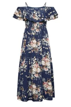 YOURS LONDON - Robe Bleue Marine Floral Style Bardot Demoiselle D'Honneur -GrandeTendance Boutique 1ac9f4a0 c564 46 161955 X