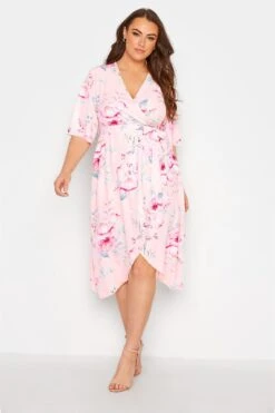 YOURS LONDON - Robe Rose Poudré Floral Style Portefeuille -GrandeTendance Boutique 1b3e6248 3343 4e 161279 AR