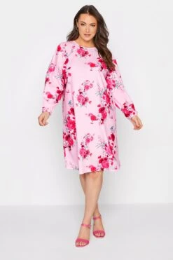 YOURS LONDON - Robe Rose Coupe Droite En Floral -GrandeTendance Boutique 1cc41a2e 1788 45 161475 A