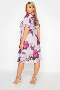 YOURS LONDON - Robe Rose Floral Ceinture Manches Bouffantes -GrandeTendance Boutique 1cde8697 15dc 48 161369 c