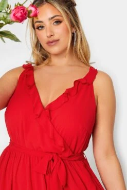 YOURS LONDON - Robe Rouge Volantée Demoiselle D'Honneur -GrandeTendance Boutique 1d158619 4564 45 161888 D