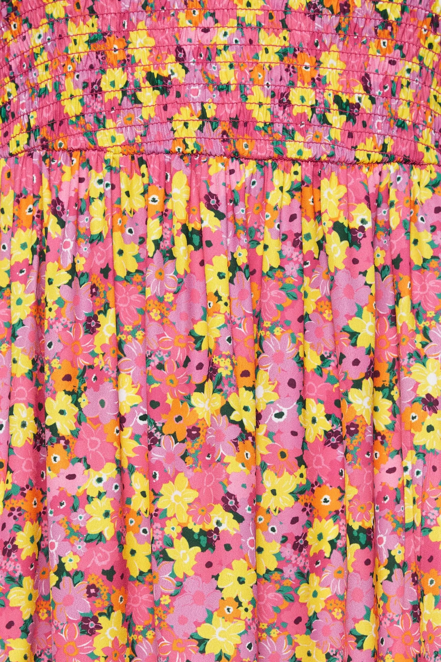 LIMITED COLLECTION - Robe Midi Rose & Jaune Floral Smocké 7 LIMITED COLLECTION - Robe Midi Rose & Jaune Floral Smocké – Image 5