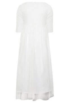 LUXE - Robe Blanche Empiècement Sequin & Tulle -GrandeTendance Boutique 1db5d6e1 5648 4f 161987 Y