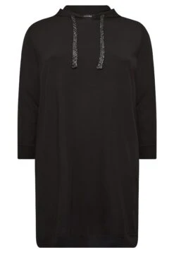 YOURS - Robe-Pull Noire à Capuche & Poches -GrandeTendance Boutique 1e12a1bd da2d 42 301733 X