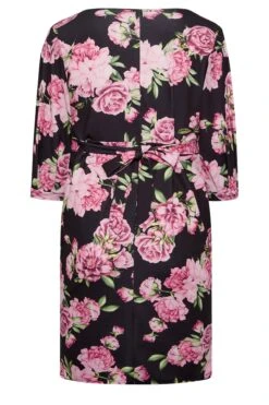 YOURS LONDON - Robe Noire Floral Rose Cache-Coeur -GrandeTendance Boutique 1eaecf0b a64b 49 162044 Y