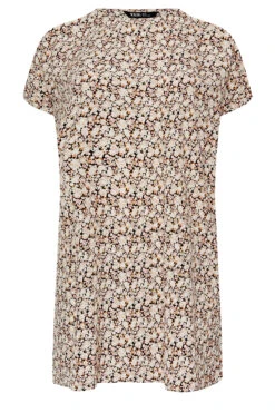 YOURS - Robe Marron Floral Coupe Droite -GrandeTendance Boutique 1faa4f27 c3d3 4c 137532 X