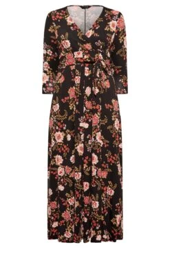 Robe Noire Floral Rouge Cache-Coeur En Jersey -GrandeTendance Boutique 1faafd64 85fd 4b 301402 X