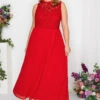 YOURS LONDON - Robe Rouge Maxi En Mousseline Demoiselle D'Honneur