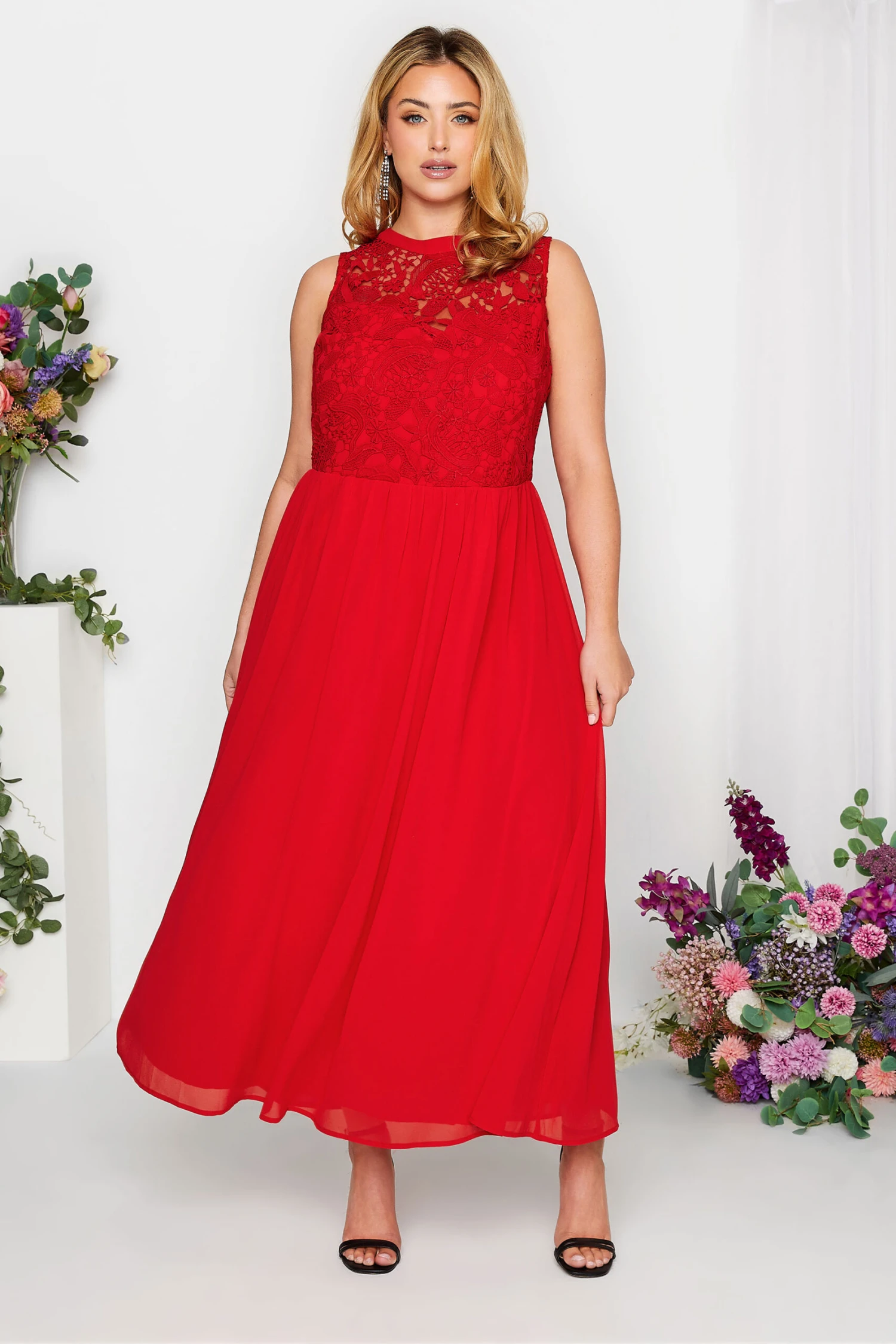 YOURS LONDON - Robe Rouge Maxi En Mousseline Demoiselle D'Honneur 3 YOURS LONDON - Robe Rouge Maxi En Mousseline Demoiselle D'Honneur